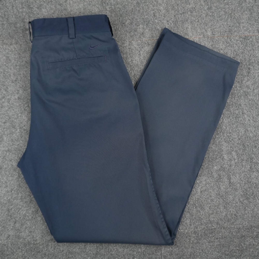 Nike Golf Dri-Fit Pants Mens 30x32 Navy Blue Flat Front Performance Trousers